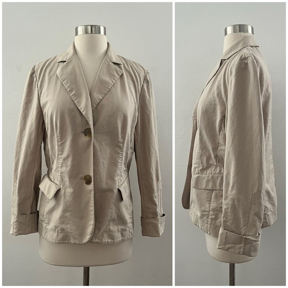 Lafayette 148 New York 2-Button Blazer Jacket Pockets Quiet Luxury Tan Size 8